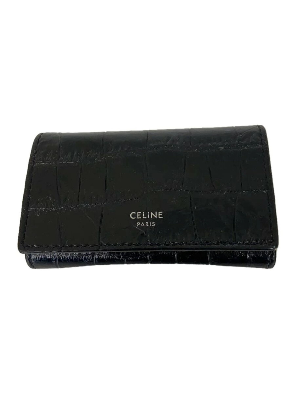 Celine Key Case Wallet Leather Black